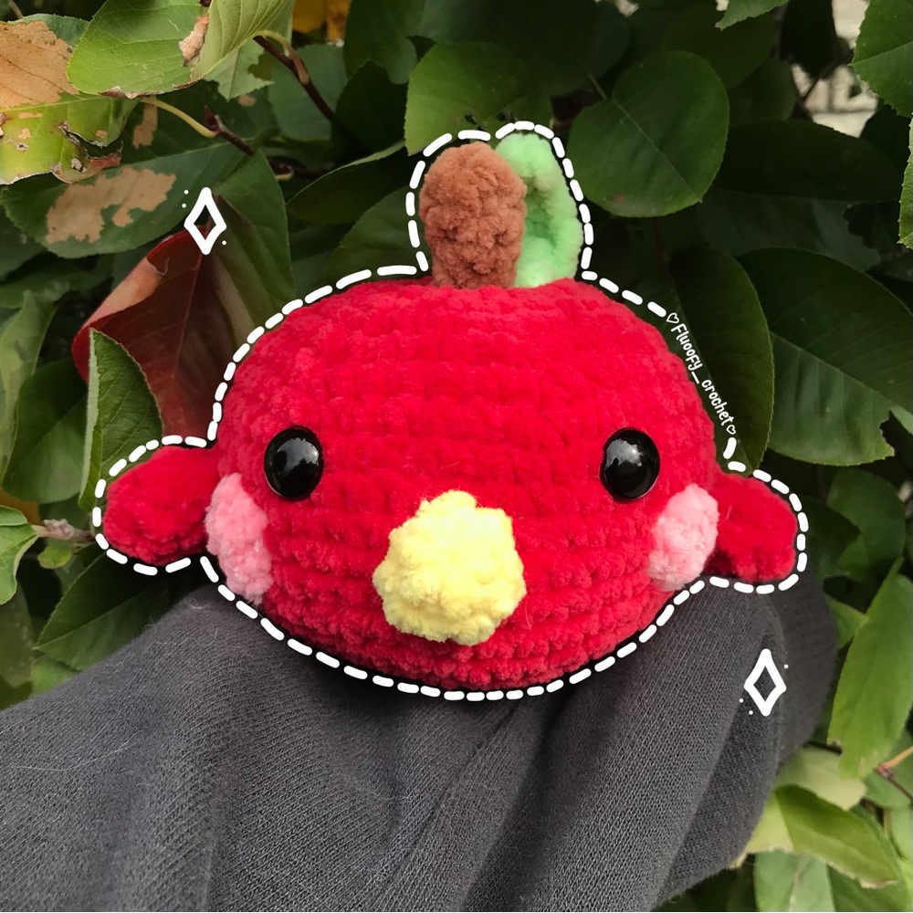 Handmade Crochet Apple Bird Amigurumi Plushie